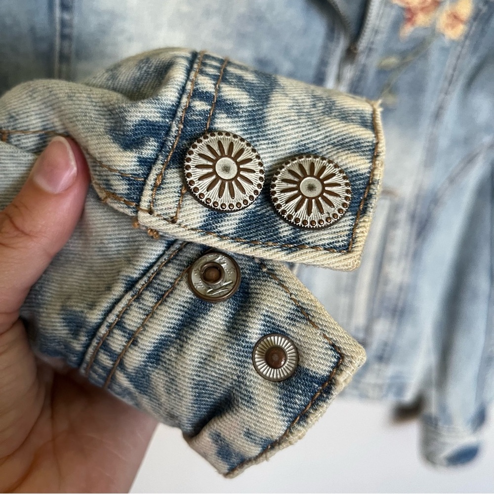 Floral Embroidered Light Blue Jean Jacket - Picture 10 of 16